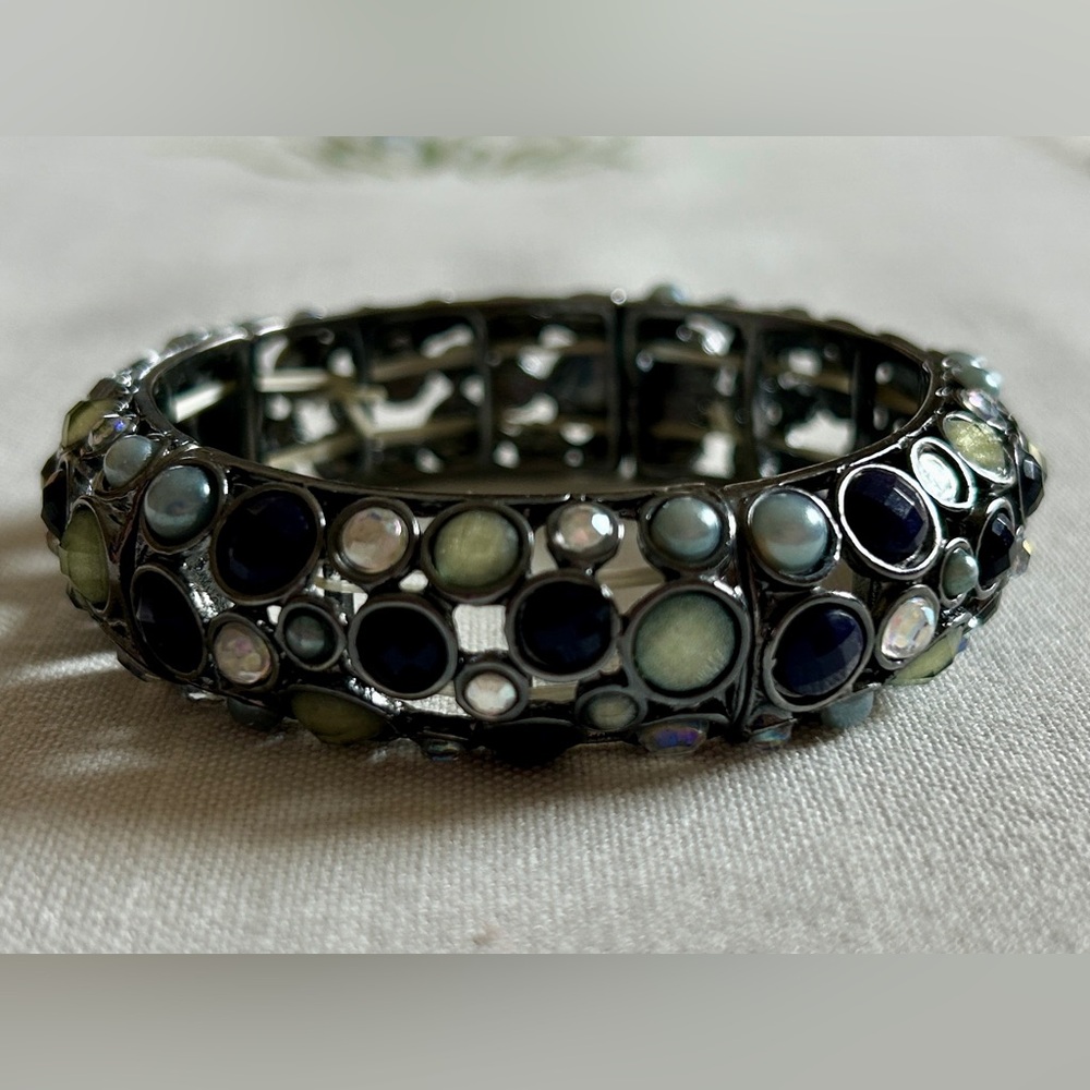 Blue and Silver Multi-Color Stone Bracelet